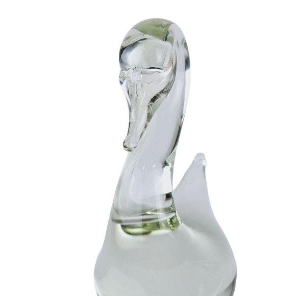 Vintage Hand Blown Glass 4.5" Tall Clear Glass Swan, Low Bubble - Picture 4 of 7